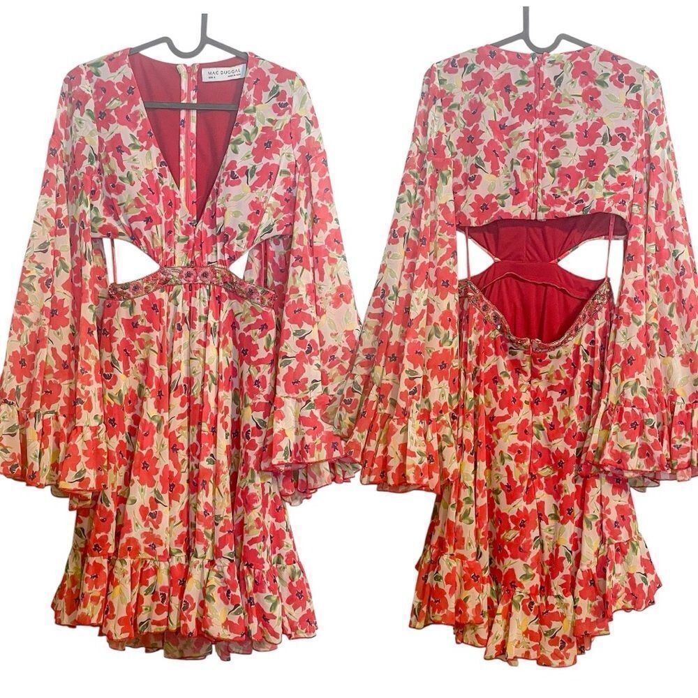 Mac Duggal Lenna Floral Cut Out Mini Dress - Picture 3 of 9